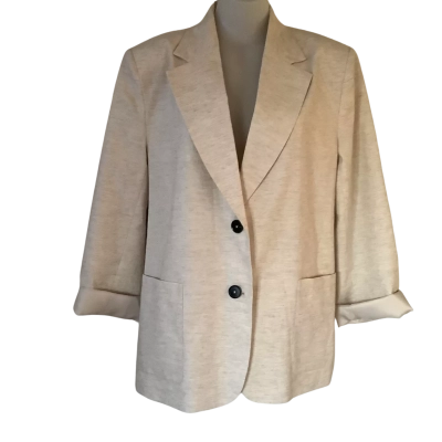 Atmos&Here.  KOA Oversized Linen Blend Blazer.  Oatmeal.   Size 18 
