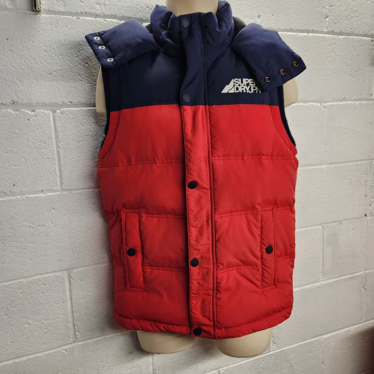 Superdry Mens Size L Puffer / Vests Navy Blue / Red (s)