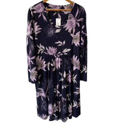 My Size Womens Size M Gypsy Tiered Dress Purple Floral Pattern