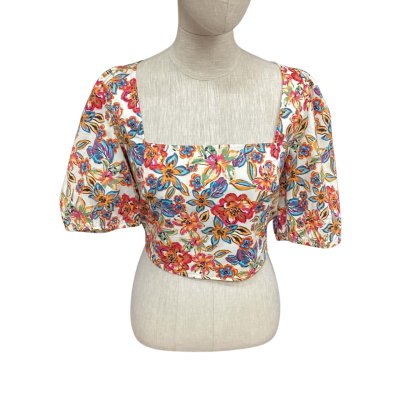 Rachel Roy Womens  Size M Short Sleeve Shirt Floral 