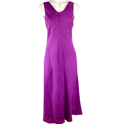 Country Road Linen Bias Dress - Vivid Purple Size 4