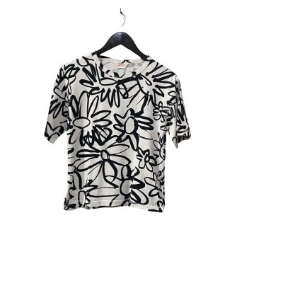 Gorman Womens  Size 6 Short Sleeve Top Black  / Pattern / White 