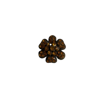 Womens Vintage Amber Coloured Rhinestone Flower Brooch 