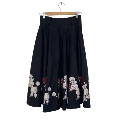Revival Womens  Size 8 A-Line Skirt / Midi Skirt Black  / Red / White 