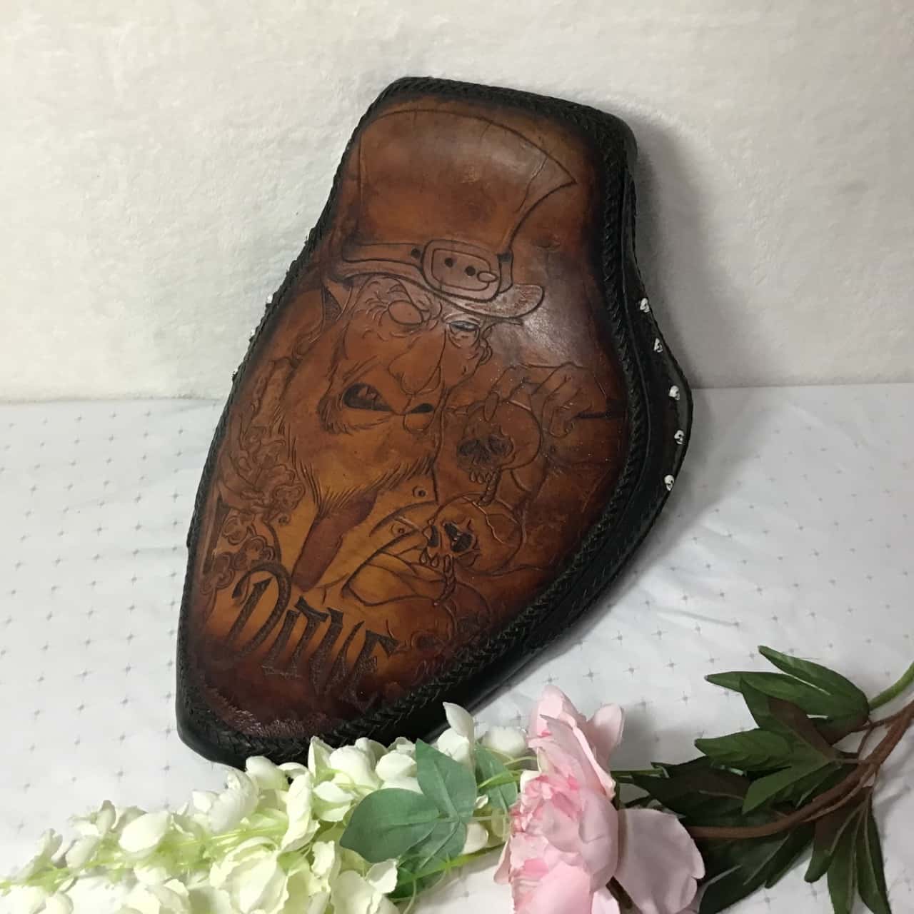 Brown Patterned Leather Motorbike Seat