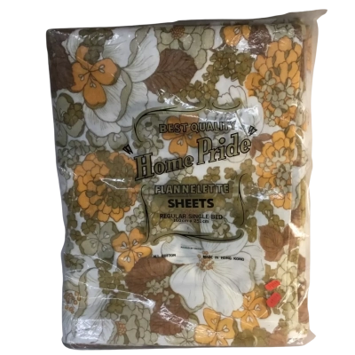 Vintage Brown Floral Flannelette Sheets All Cotton