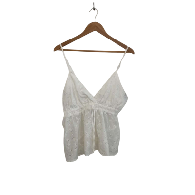 Poèselle Womens  Size L Cami  / Shoestring Strap Top White 