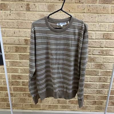 Rivers Mens taupe stripe knit Size L 