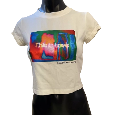 Calvin Klein Jeans Womens  Size XS Short Sleeve Shirt White 