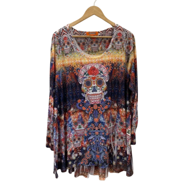  Holiday Traditions Womens  Size XXL Hi-Lo Top Day of the Dead Sugar Skull