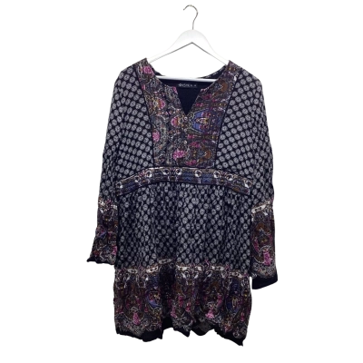 Ishka Boho Minu Dress Rayon Tiered Festival Print Size XL