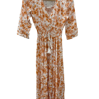 Jaase Womens  Size XS Floral Dress / Short Sleeve Dress  Orange / White 