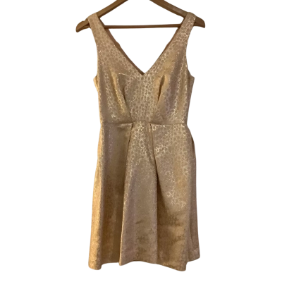 Zimmermann.  Pink & Gold Metallic Brocade, Jacquard Skater Dress.  Size 0 