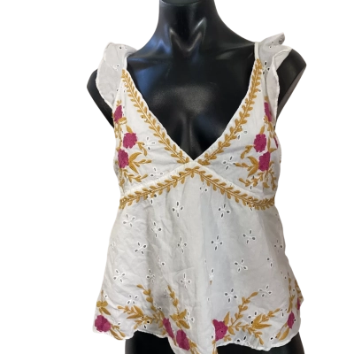Zara Womens  Size L Singlet Top Floral / White 