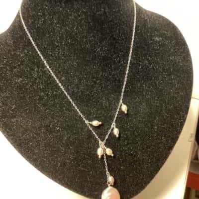 Sterling silver necklace with fresh water pearls
