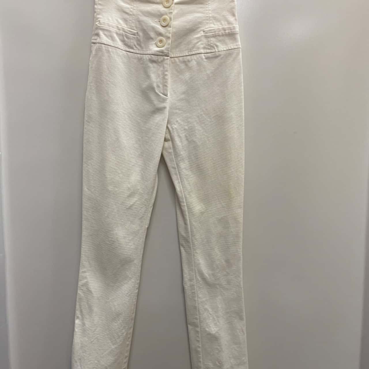 Cue Womens Size 8 Straight Leg Cream Pants