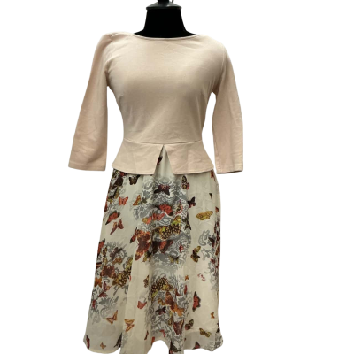   Vfemage Womens  Size S Floral Dress / Long Sleeve Dress Nude 