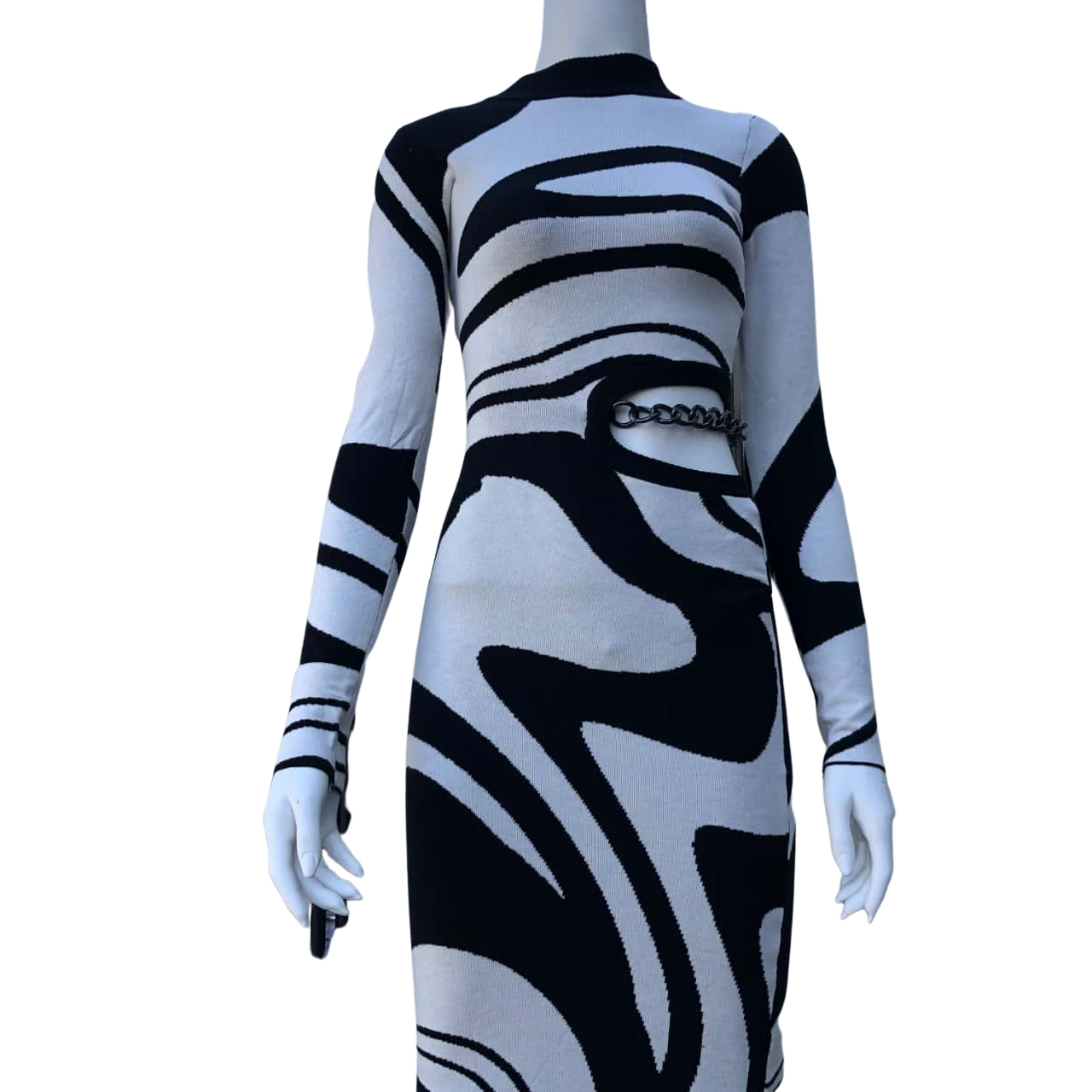 Robe L'AGENCE Taille 2 - Maille Rayures Transparentes, Manches Longues, Neuve Avec étiquettes