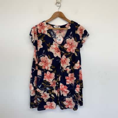 You + All Floral Plus Peplum Top  Size 22