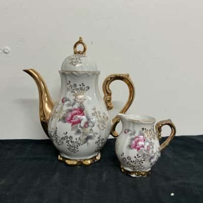 Vintage Japanese Porcelain Teapot and Creamer 
