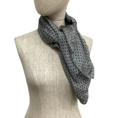  D/LUX 100% Silk Scarf Black  / Grey 