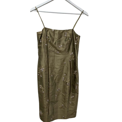 Patsy Seddon Womens Cocktail/Evening Dress Khaki - Size 10 - 100% Silk