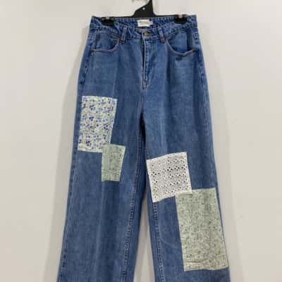 Chanda Womens  Size 12 Blue Jean with Boho embellishment