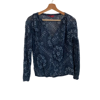 Tigerlily Womens  Size S Long Sleeve Top / V-Neck Top Blue / Navy Blue 