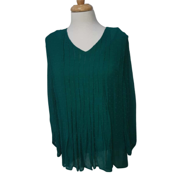 Brand New Blue Illusion Clipped Viscose Geoegette Blouse, Size XL