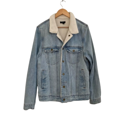 Thrills Mens  Size L Denim Jacket Blue / Off White 