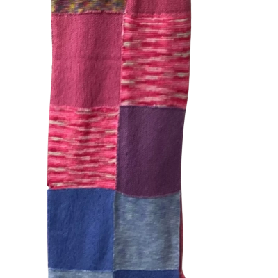 Multi coloured Wool Blend Hand knitted Blanket Ha