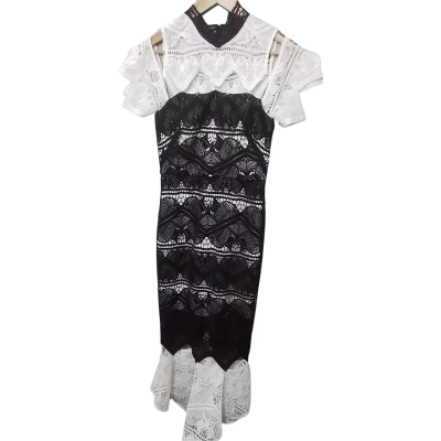 Once/Was Womens  Size 1 Maxi Dress Black  / White 