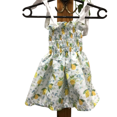  Lemon Patterned Dress and Pants Set Size 12 Months