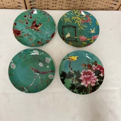 Vintage Anna Chandler Designs Porcelain X 4 Side Plates Assorted Bird Designs Collectables Flowers Birthday gift mum 