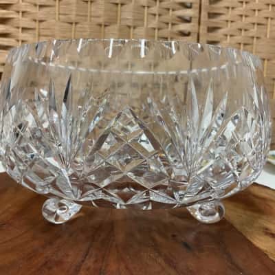 Antique Waterford Crystal footed bowl intricate diamond wedge cut exquisite centerpiece vintage birthday gift wedding mum fruit bowl