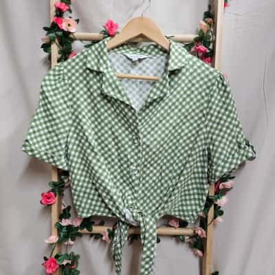 Womens Review Green Checker Crop Top Size 12