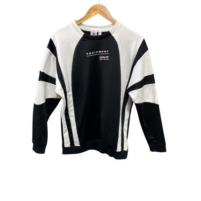 Adidas Womens  Size 8 Crew Neck Jumper Black  / White 