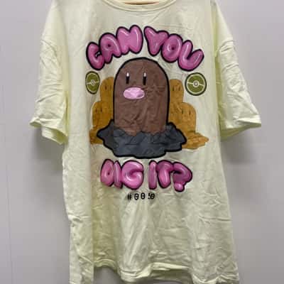 Pokemon Diglett Zing Mens  Size XXXL Short Sleeve T-shirt Cream 