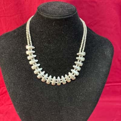 LillyCo Women's Silver Tone Necklace with Teardrop Shaped Links & a Ball Chain