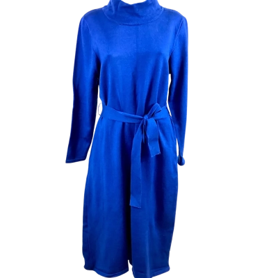 W.Lane Tie Waist Knit Dress - Blue Size L