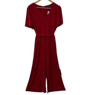 Jacqui-E Womens  Size XL Short Sleeve Jumpsuit Red 