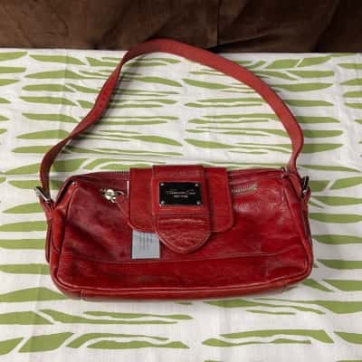 Kenneth Cole Tab-Loid Red Leather Handbag