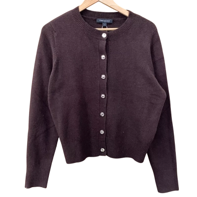 Forever New Chocolate Brown Crewneck Cardigan Size M