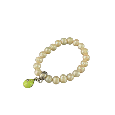 THOMAS SABO Womens Freshwater Pearl bracelet with Sterling silver and green charm detail