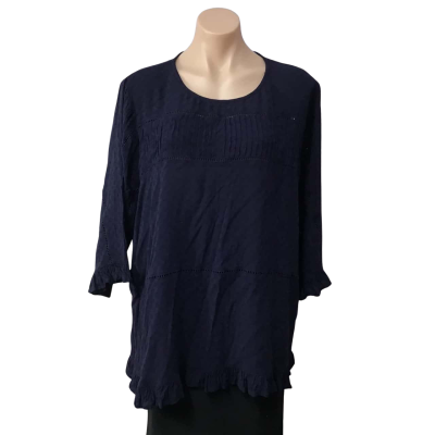 Virtuelle Womens Size 22  Navy Blue Self Pattern Short Sleeve Top