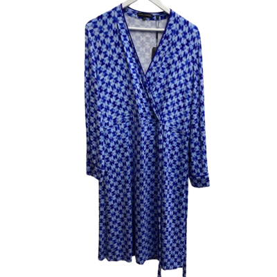 David Lawrence Womens  Size L Wrap Dress Blue / White 