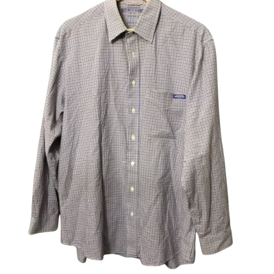 R.M. Williams Mens  Size L Checked Shirt Blue / Brown / Checked / White long sleeve