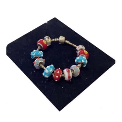 Womens / Childs Charm Bracelet Blue / Multicoloured / Red / Sterling Silver