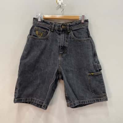 Half Half Mens  Size 28 Cargo Denim Shorts Washed out Black  