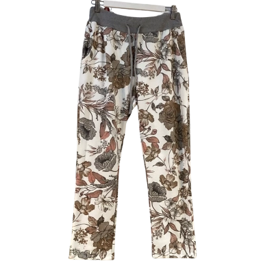 Bottega Moda Womens Size 10 Ankle Length Pants Brown / Floral / White 